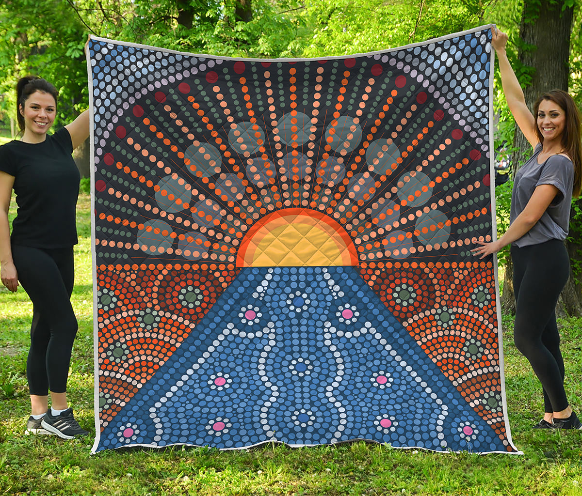 Aboriginal Indigenous Sunset Art Print Quilt