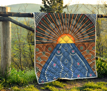 Aboriginal Indigenous Sunset Art Print Quilt