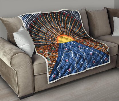 Aboriginal Indigenous Sunset Art Print Quilt