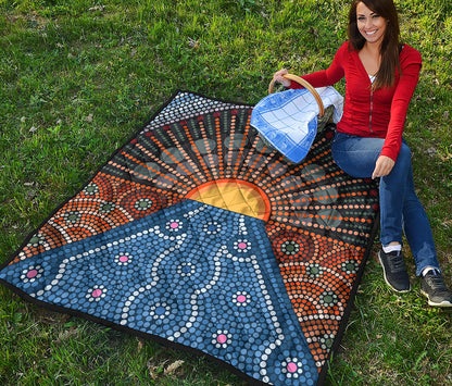 Aboriginal Indigenous Sunset Art Print Quilt