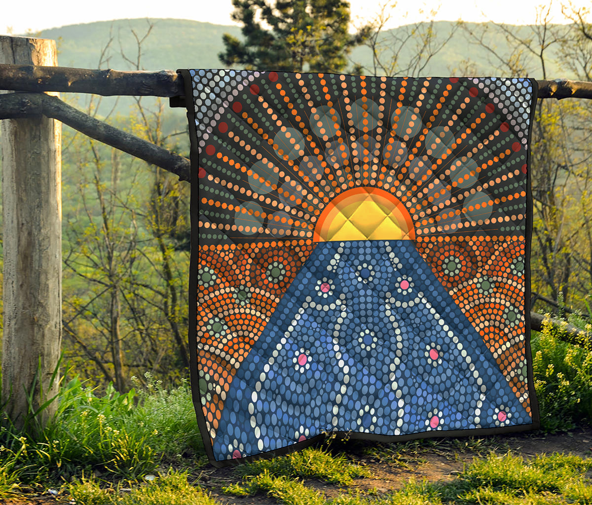 Aboriginal Indigenous Sunset Art Print Quilt