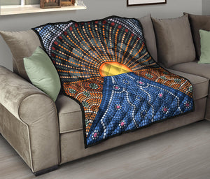 Aboriginal Indigenous Sunset Art Print Quilt