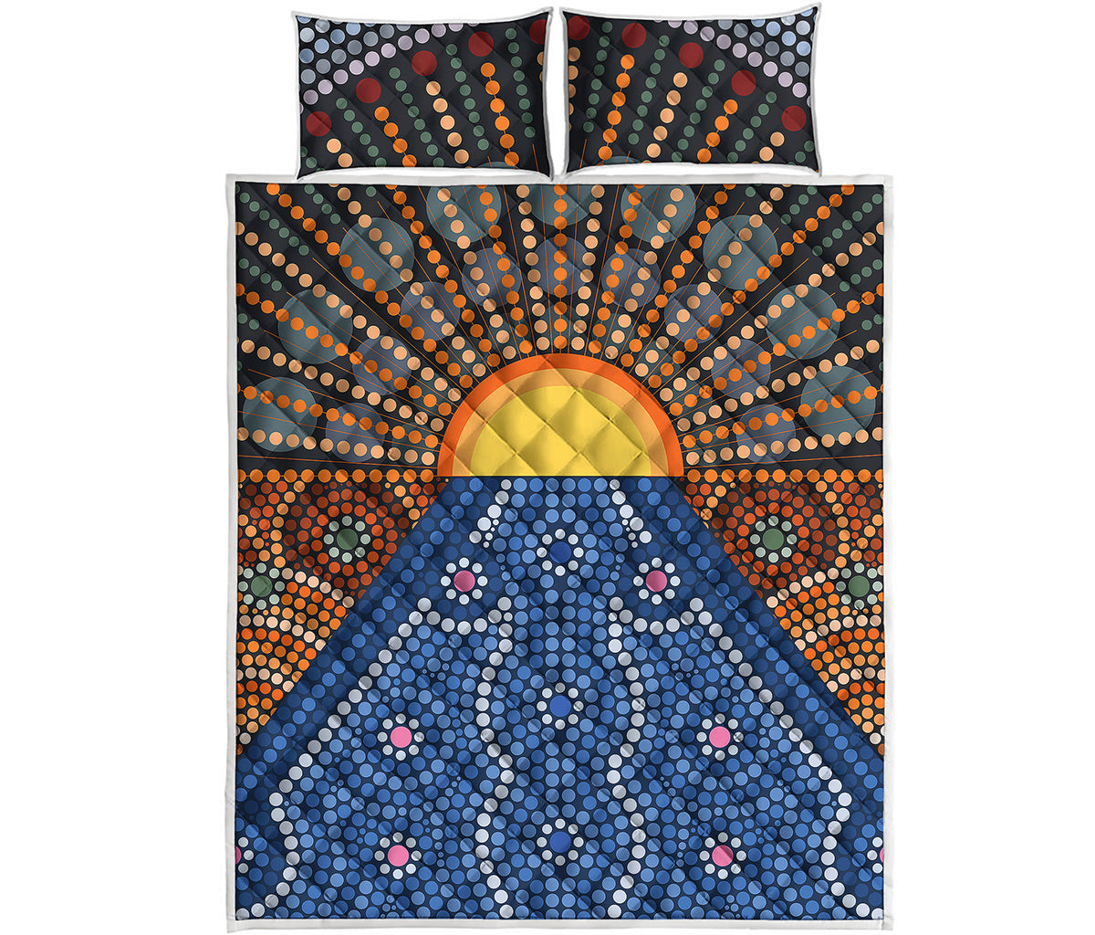 Aboriginal Indigenous Sunset Art Print Quilt Bed Set