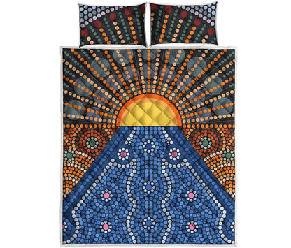 Aboriginal Indigenous Sunset Art Print Quilt Bed Set