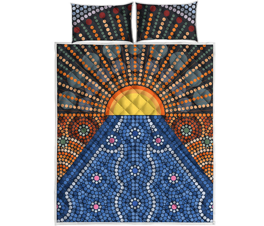 Aboriginal Indigenous Sunset Art Print Quilt Bed Set