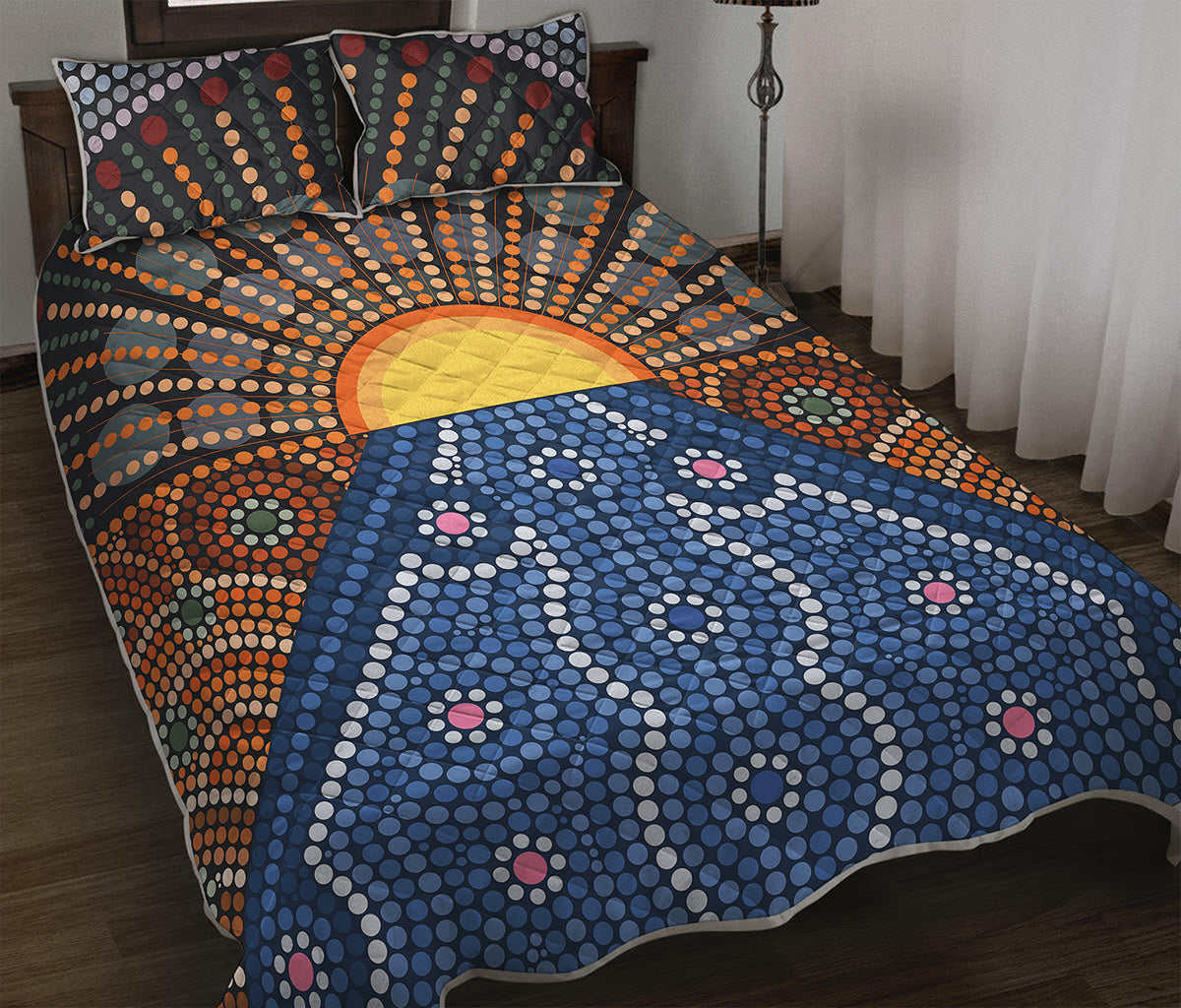 Aboriginal Indigenous Sunset Art Print Quilt Bed Set