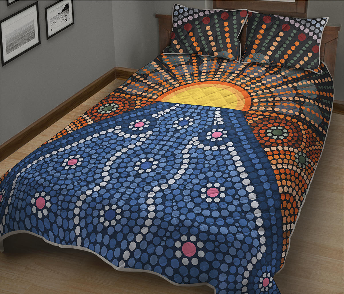 Aboriginal Indigenous Sunset Art Print Quilt Bed Set