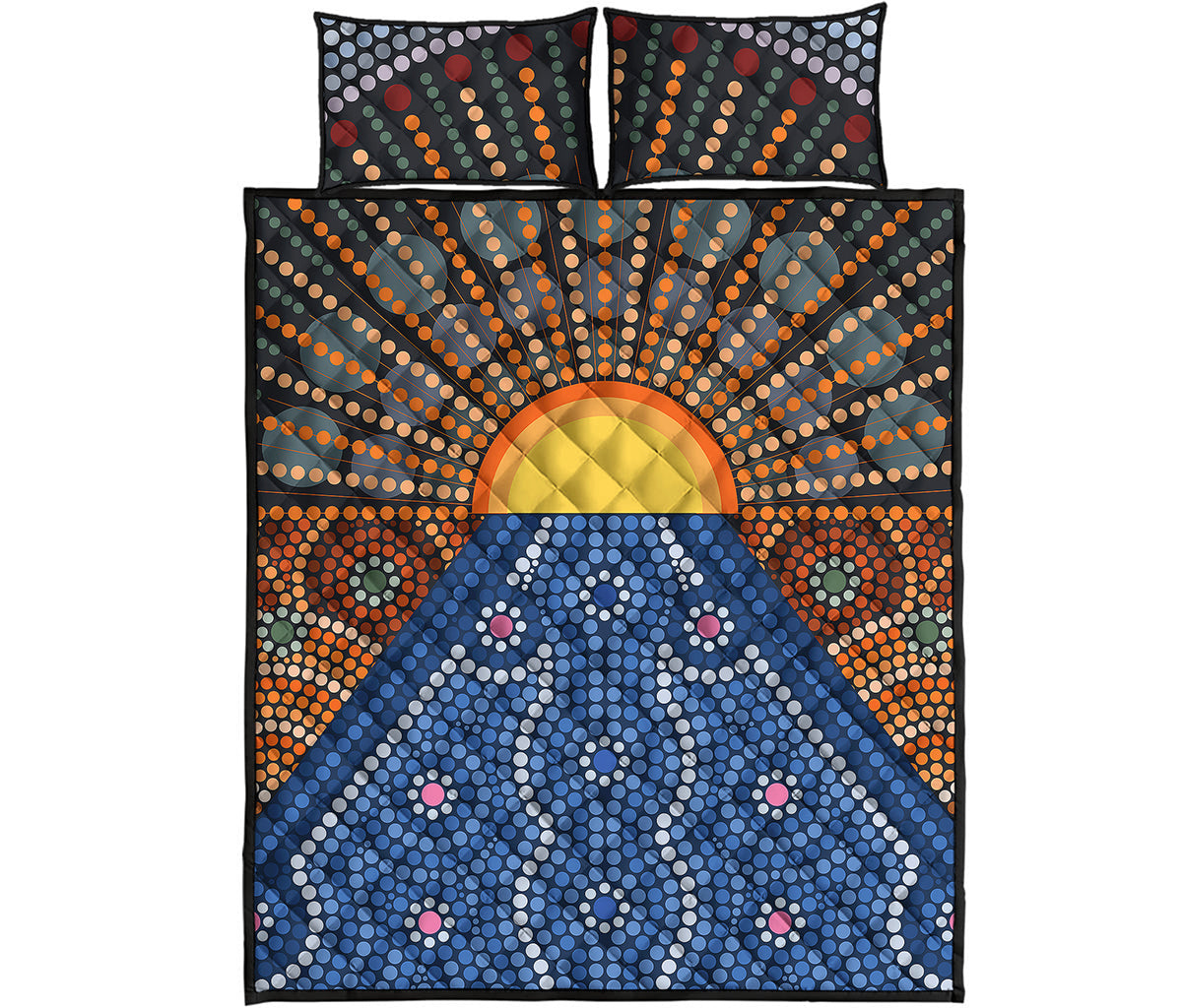 Aboriginal Indigenous Sunset Art Print Quilt Bed Set