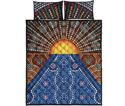 Aboriginal Indigenous Sunset Art Print Quilt Bed Set