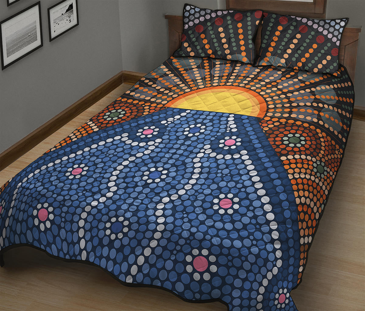 Aboriginal Indigenous Sunset Art Print Quilt Bed Set