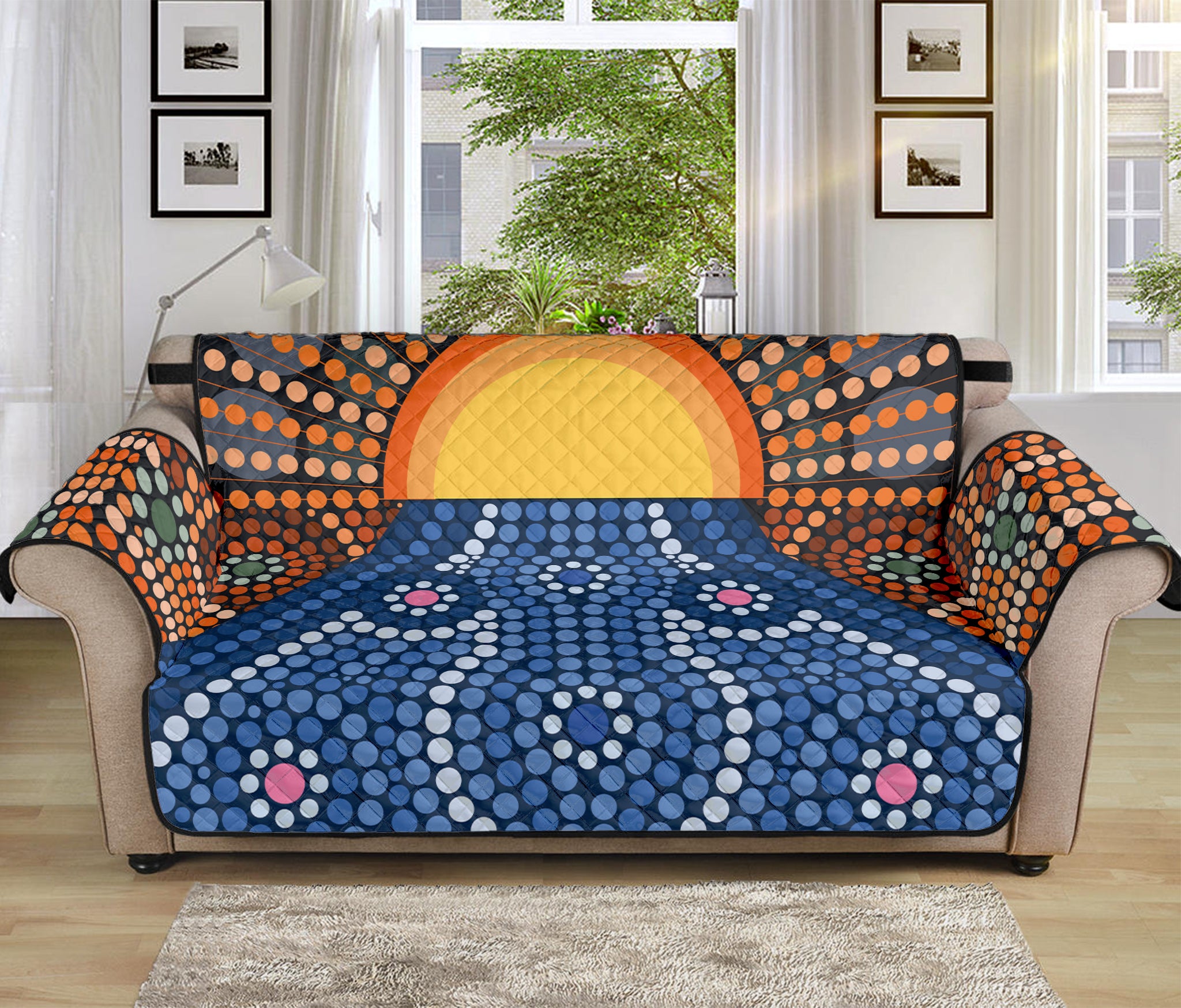 Aboriginal Indigenous Sunset Art Print Sofa Protector