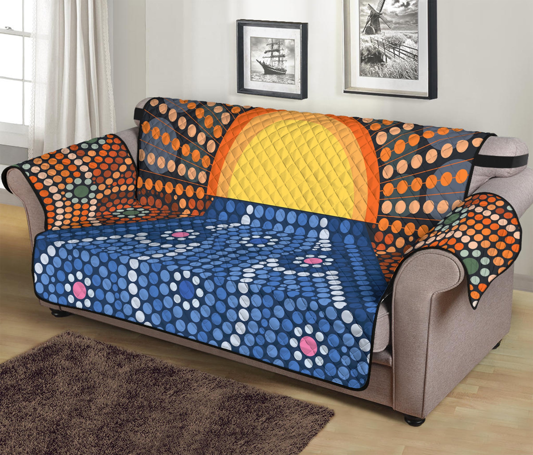 Aboriginal Indigenous Sunset Art Print Sofa Protector