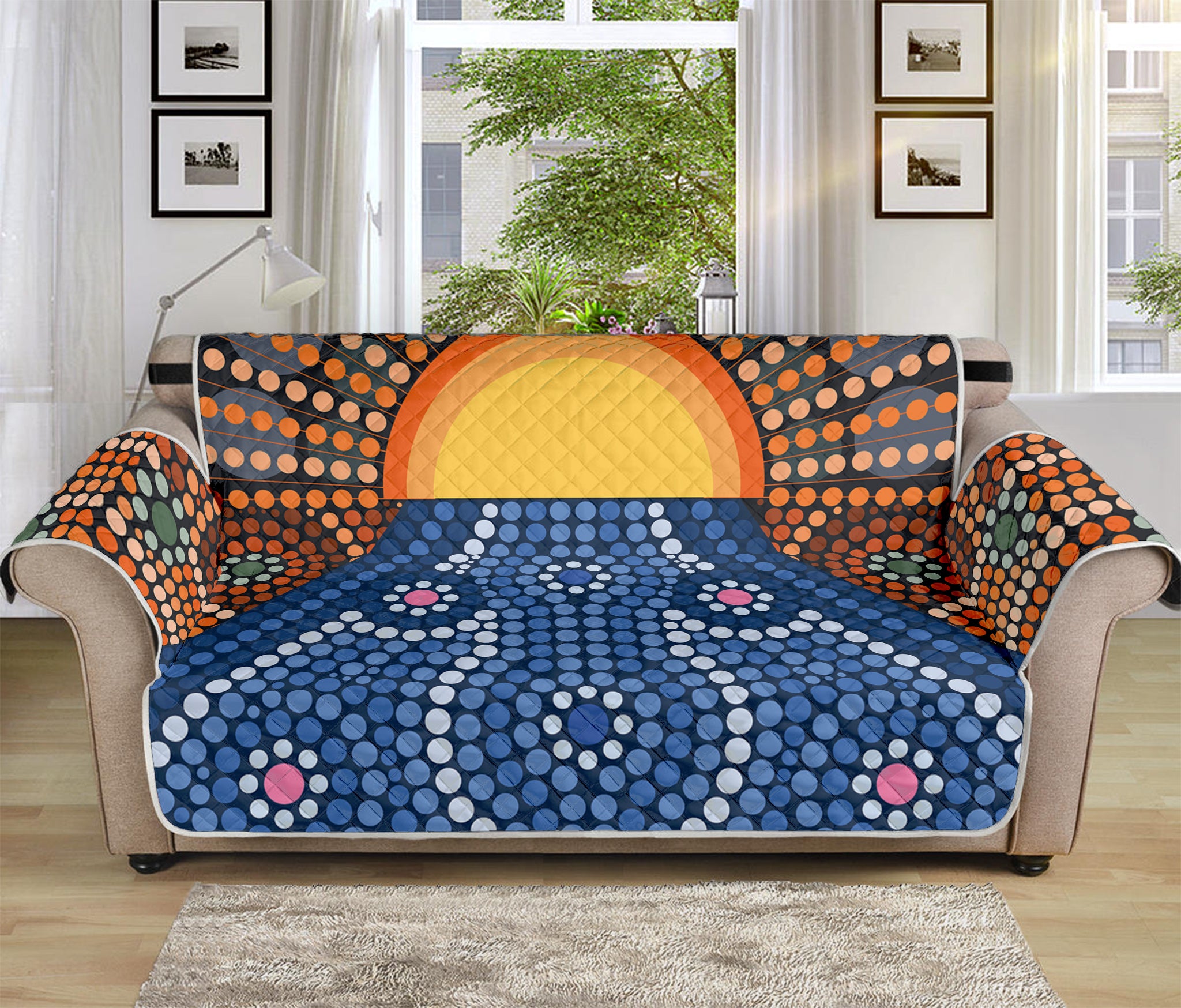 Aboriginal Indigenous Sunset Art Print Sofa Protector