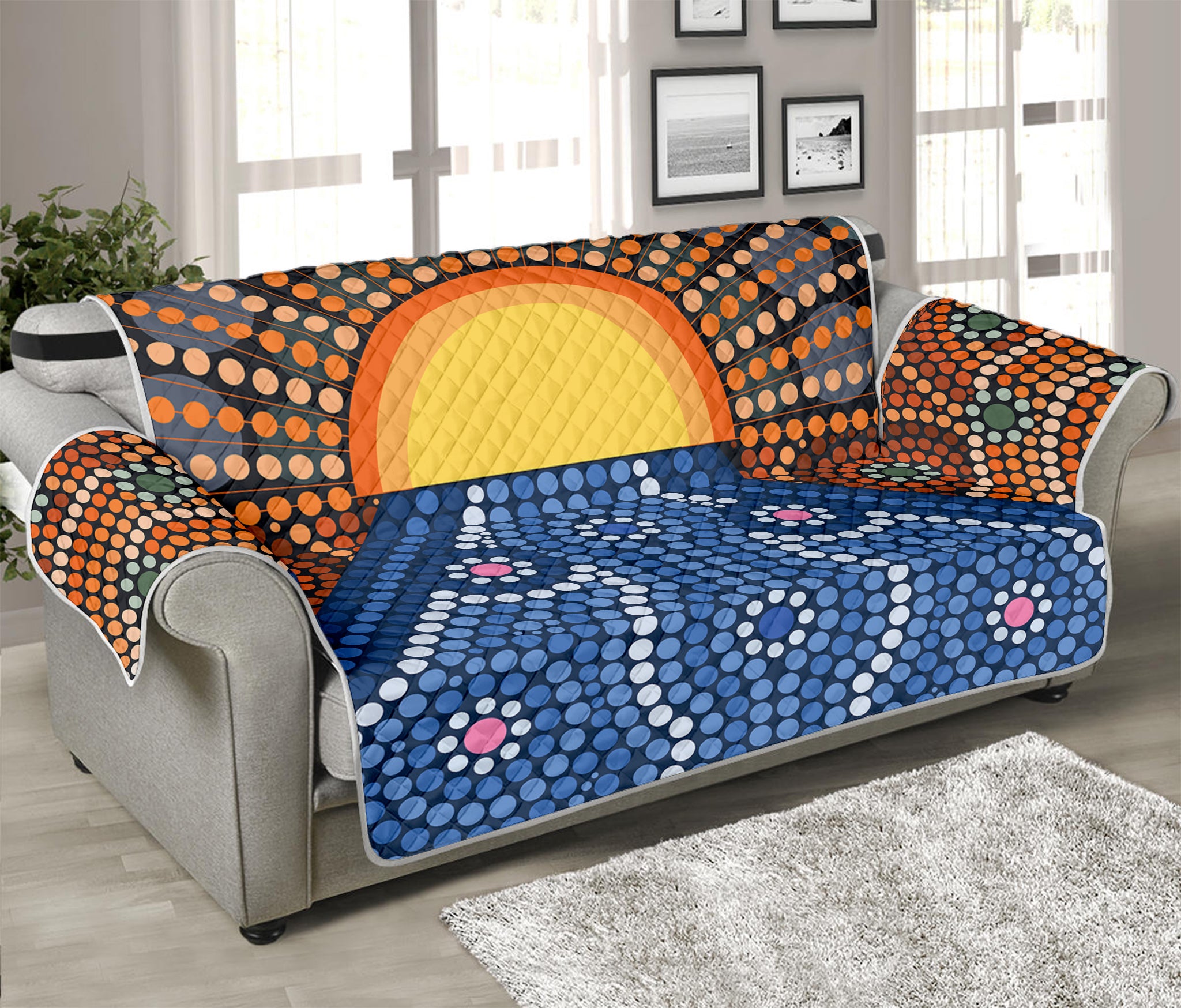 Aboriginal Indigenous Sunset Art Print Sofa Protector