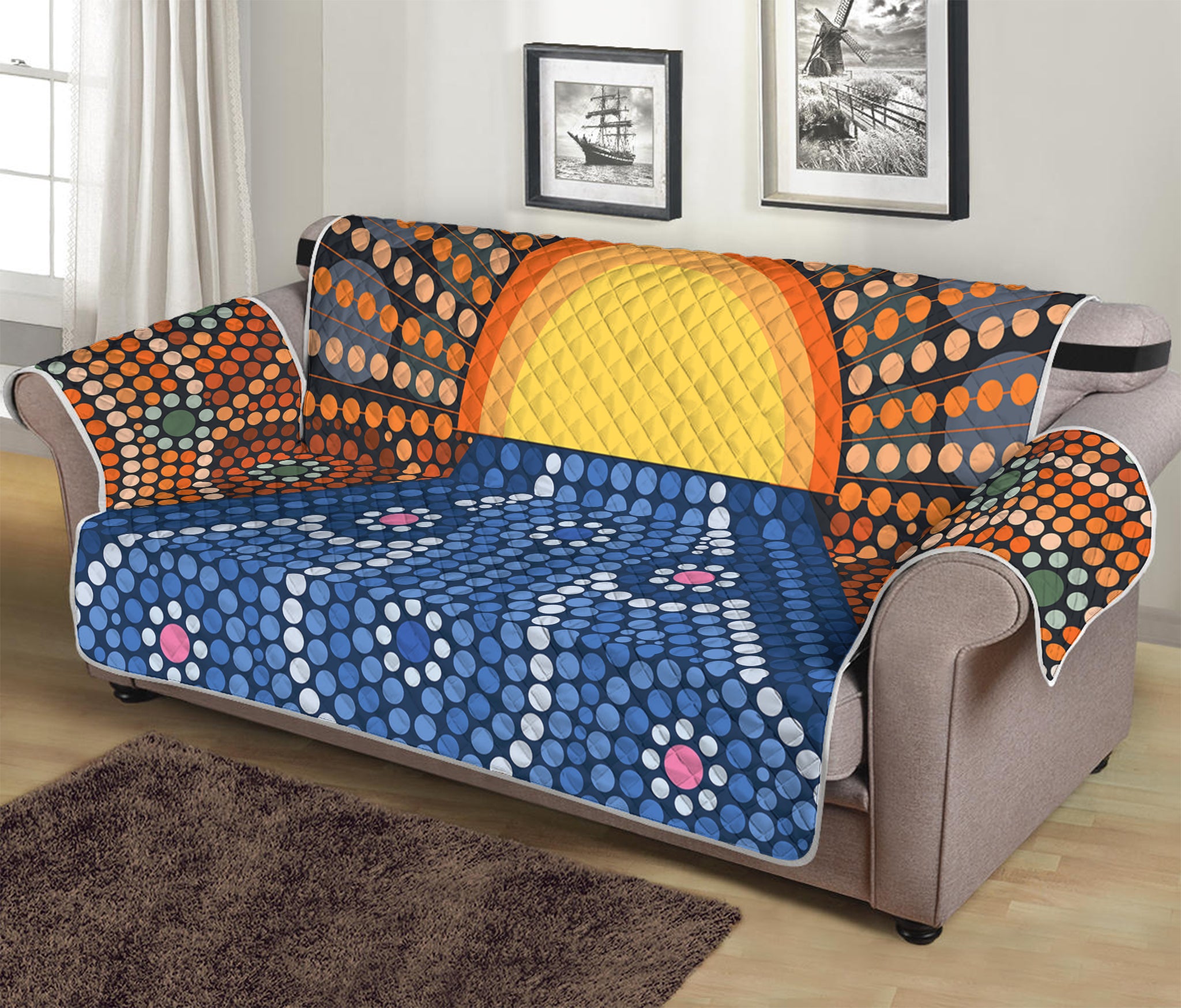 Aboriginal Indigenous Sunset Art Print Sofa Protector