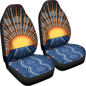Aboriginal Indigenous Sunset Art Print Universal Fit Car Seat Covers