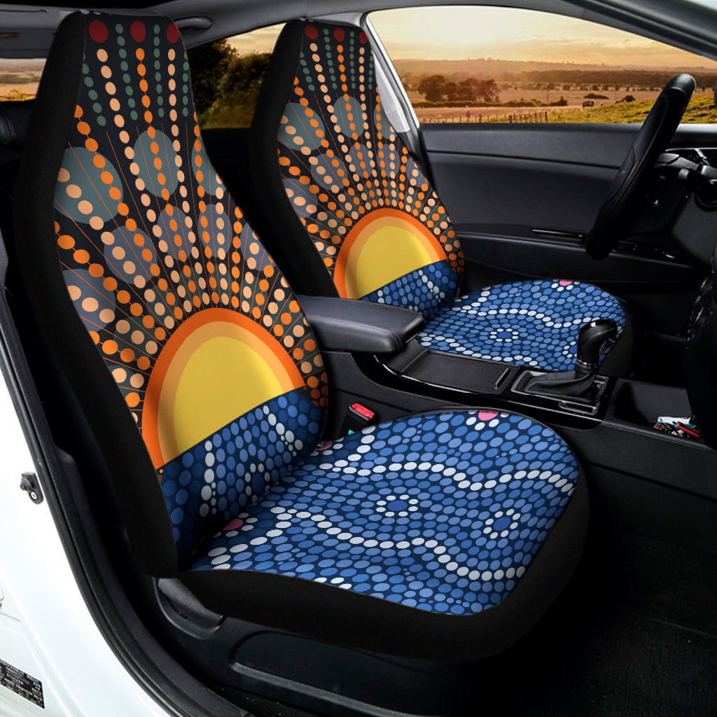Aboriginal Indigenous Sunset Art Print Universal Fit Car Seat Covers