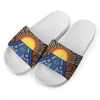 Aboriginal Indigenous Sunset Art Print White Slide Sandals