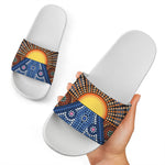 Aboriginal Indigenous Sunset Art Print White Slide Sandals