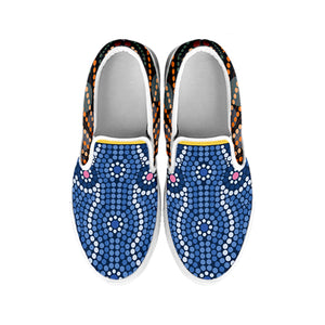 Aboriginal Indigenous Sunset Art Print White Slip On Shoes