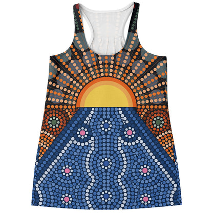 Aboriginal Indigenous Sunset Art Print Women's Racerback Tank Top