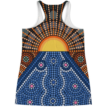Aboriginal Indigenous Sunset Art Print Women's Racerback Tank Top