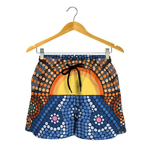 Aboriginal Indigenous Sunset Art Print Women's Shorts