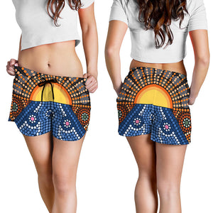 Aboriginal Indigenous Sunset Art Print Women's Shorts