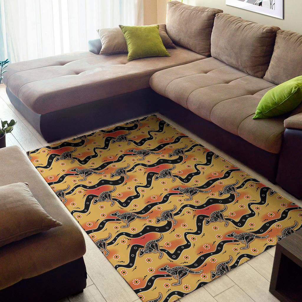 Aboriginal Kangaroo Pattern Print Area Rug