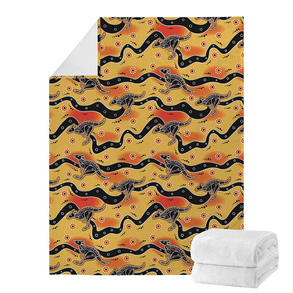 Aboriginal Kangaroo Pattern Print Blanket