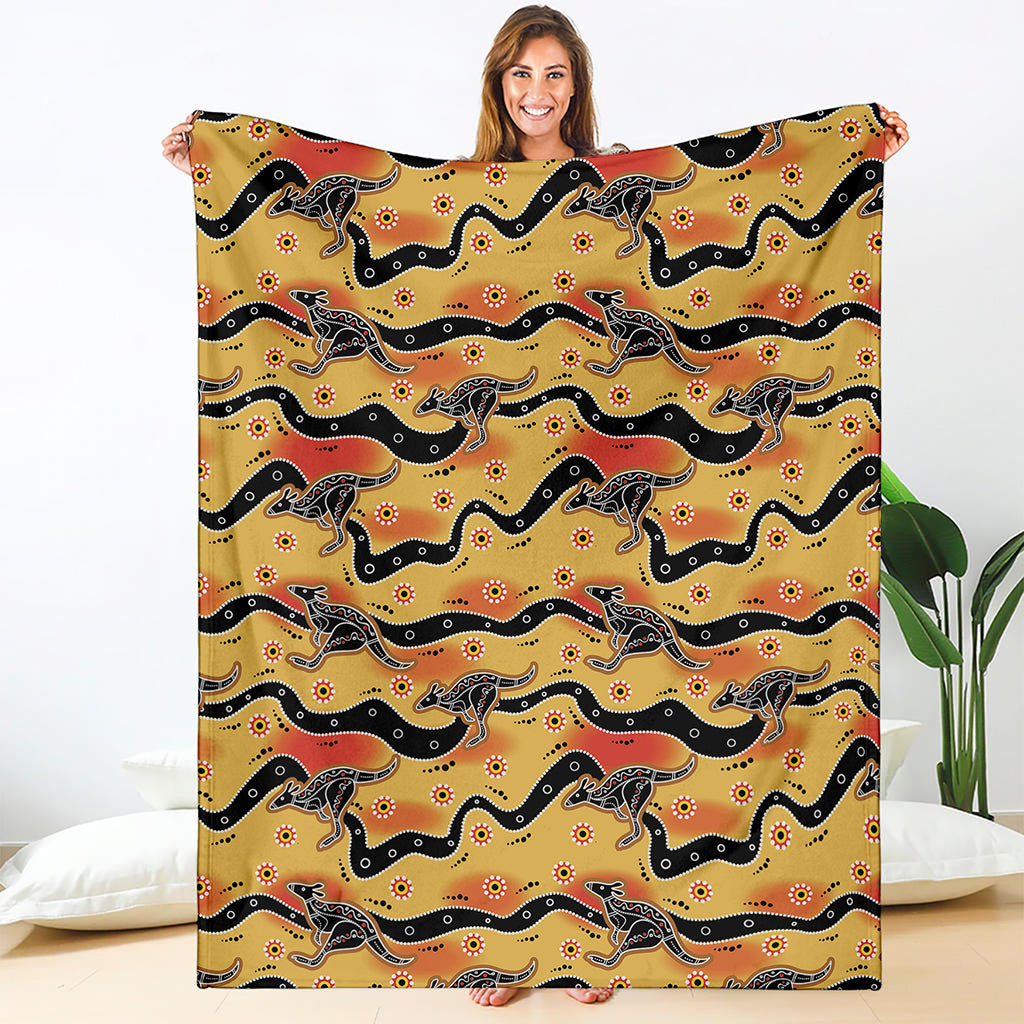 Aboriginal Kangaroo Pattern Print Blanket