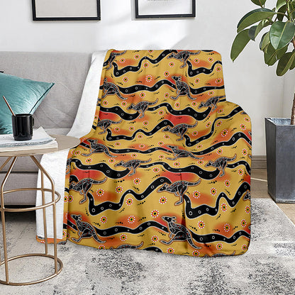 Aboriginal Kangaroo Pattern Print Blanket
