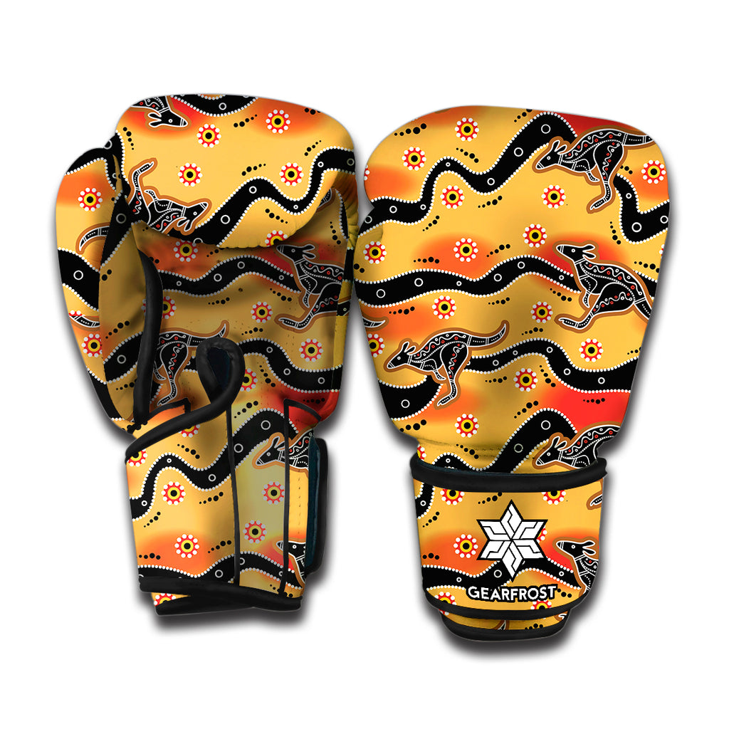 Aboriginal Kangaroo Pattern Print Boxing Gloves