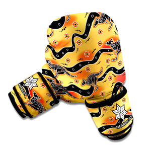 Aboriginal Kangaroo Pattern Print Boxing Gloves
