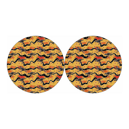 Aboriginal Kangaroo Pattern Print Car Coasters