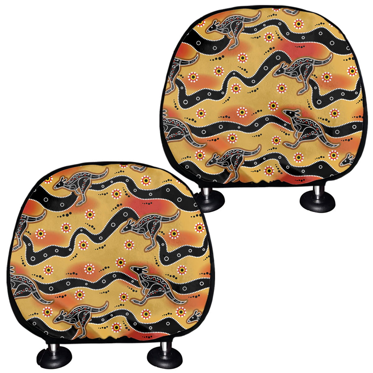 Aboriginal Kangaroo Pattern Print Car Headrest Covers
