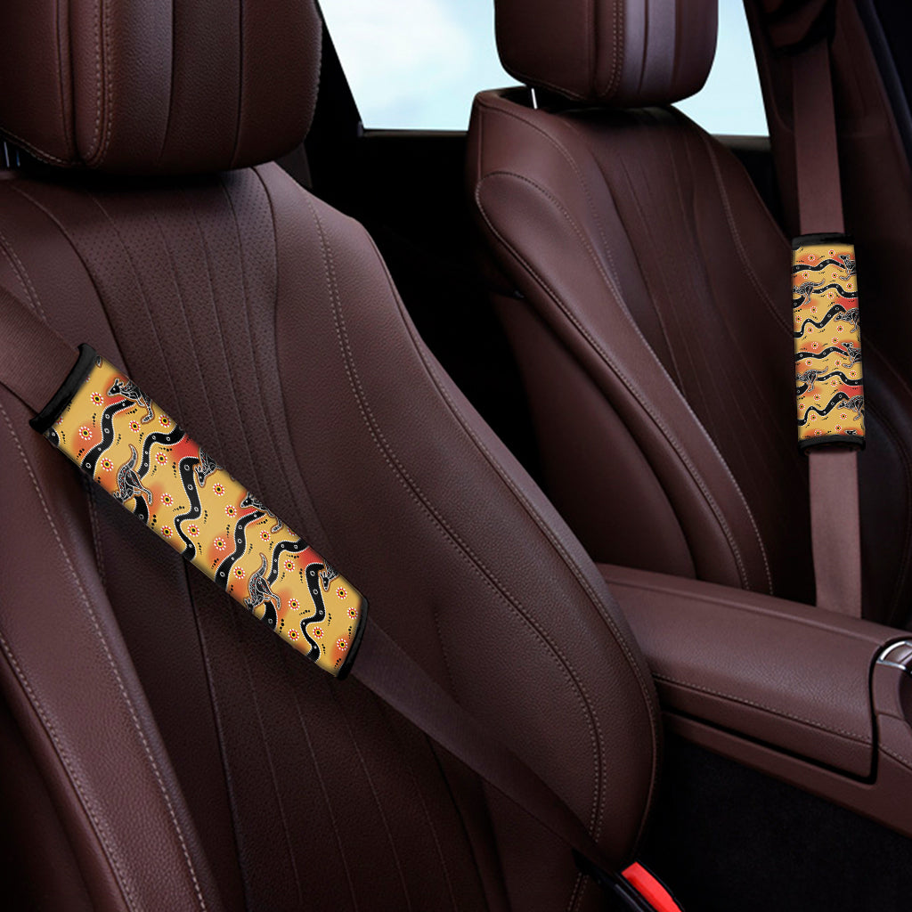 Aboriginal Kangaroo Pattern Print Car Seat Belt Covers