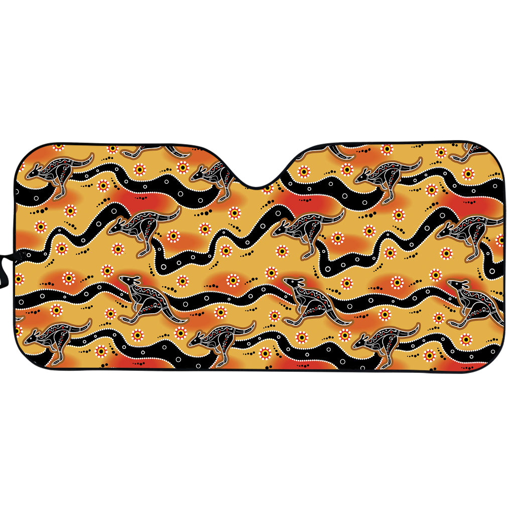 Aboriginal Kangaroo Pattern Print Car Sun Shade