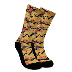 Aboriginal Kangaroo Pattern Print Crew Socks