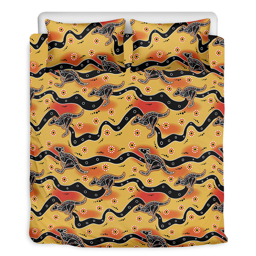 Aboriginal Kangaroo Pattern Print Duvet Cover Bedding Set