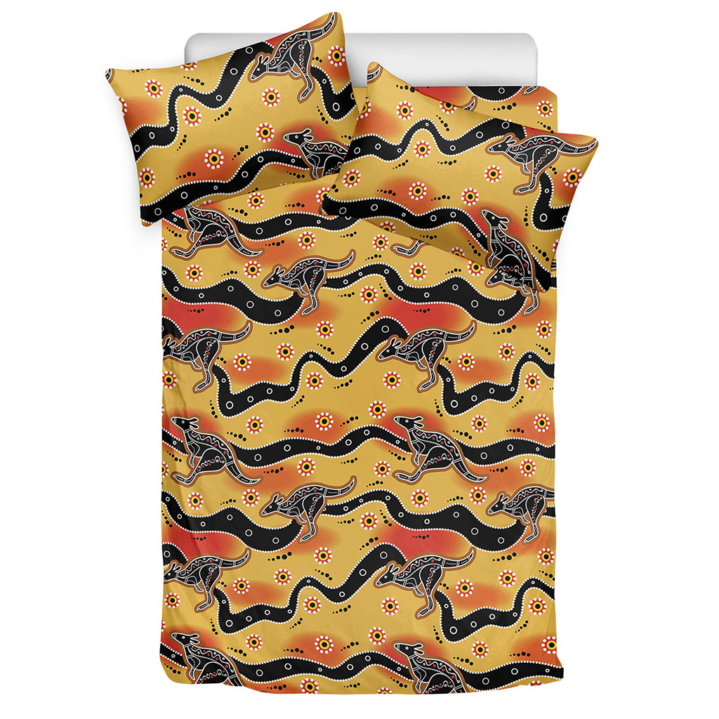 Aboriginal Kangaroo Pattern Print Duvet Cover Bedding Set