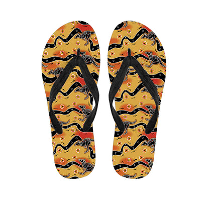 Aboriginal Kangaroo Pattern Print Flip Flops