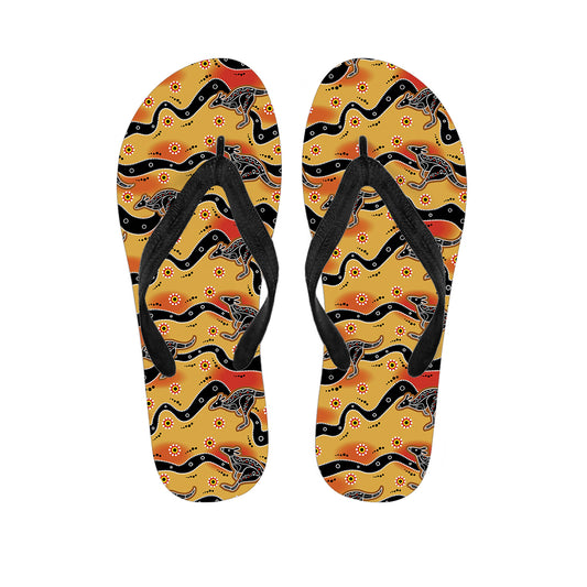 Aboriginal Kangaroo Pattern Print Flip Flops