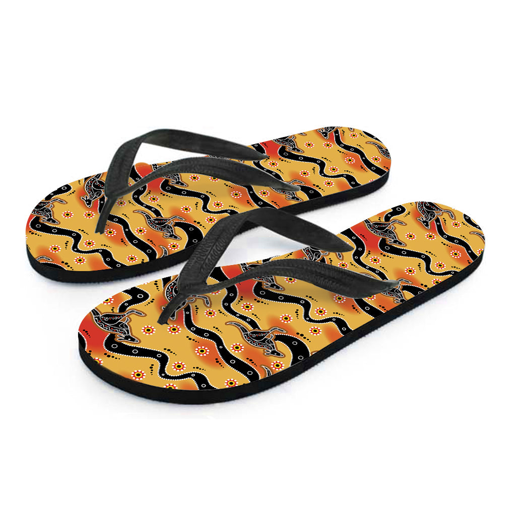 Aboriginal Kangaroo Pattern Print Flip Flops