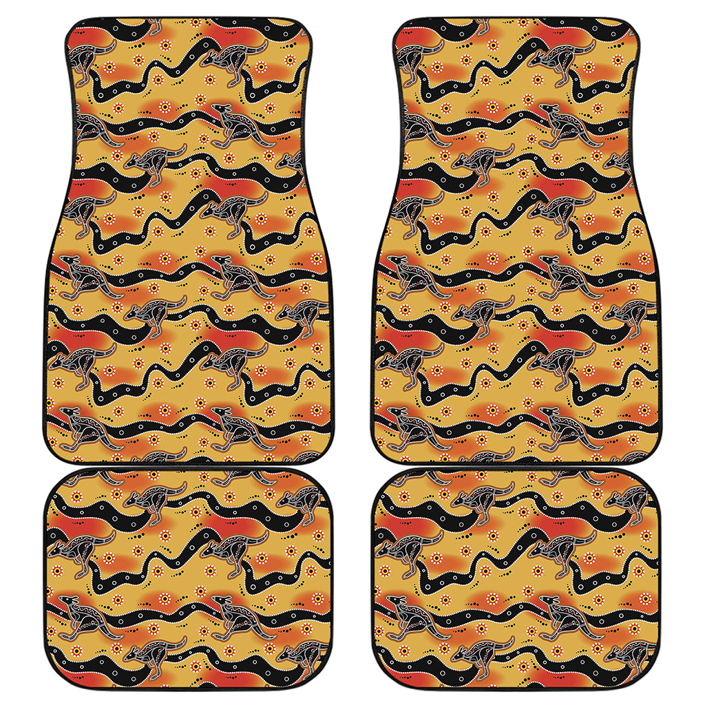 Aboriginal Kangaroo Pattern Print Front and Back Car Floor Mats