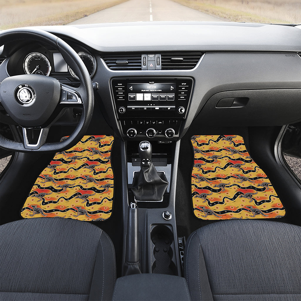 Aboriginal Kangaroo Pattern Print Front and Back Car Floor Mats