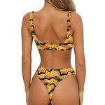 Aboriginal Kangaroo Pattern Print Front Bow Tie Bikini