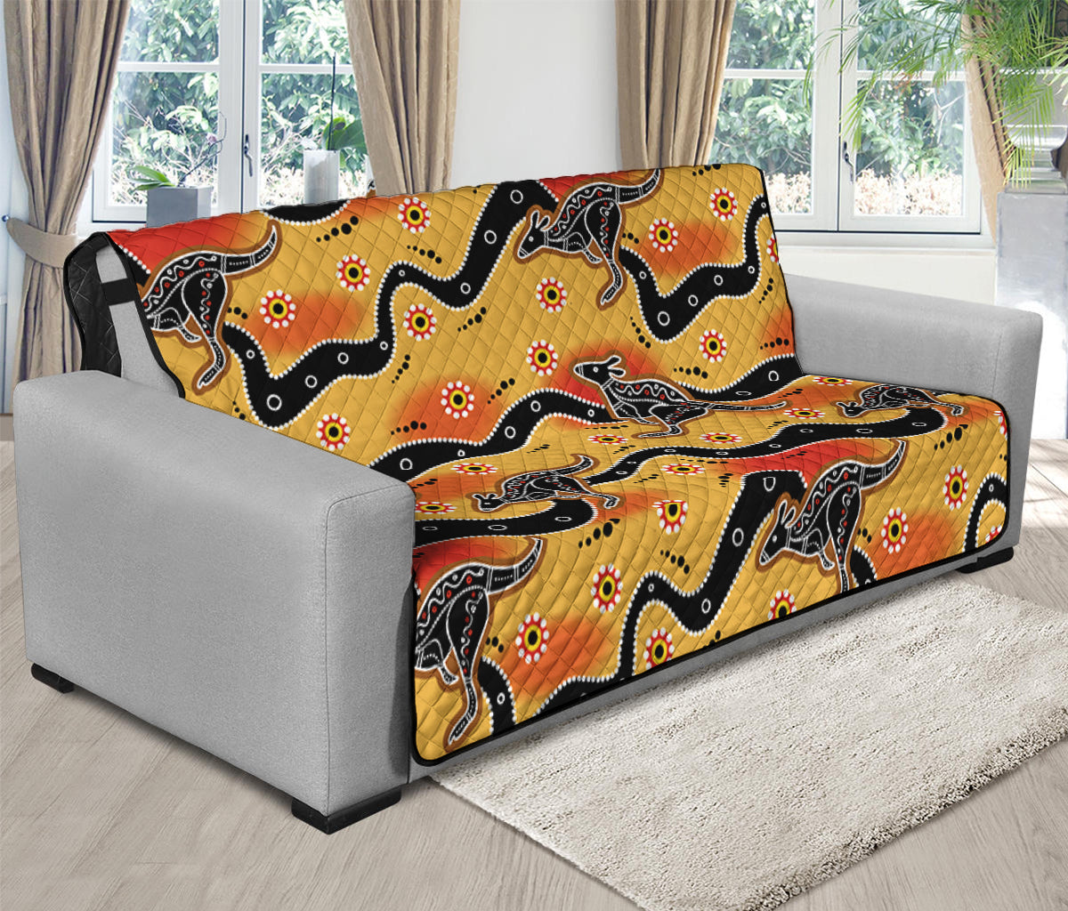 Aboriginal Kangaroo Pattern Print Futon Protector