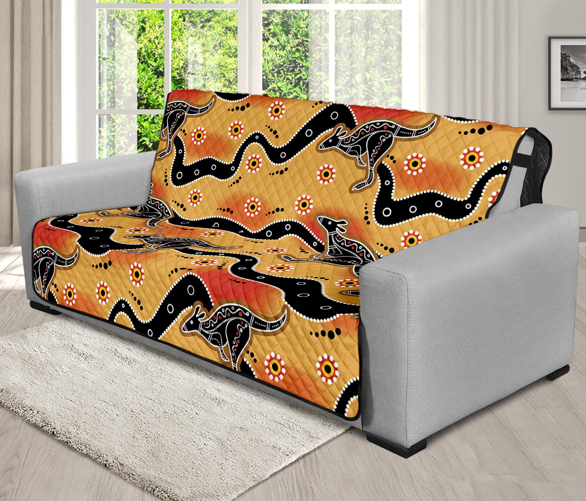 Aboriginal Kangaroo Pattern Print Futon Protector