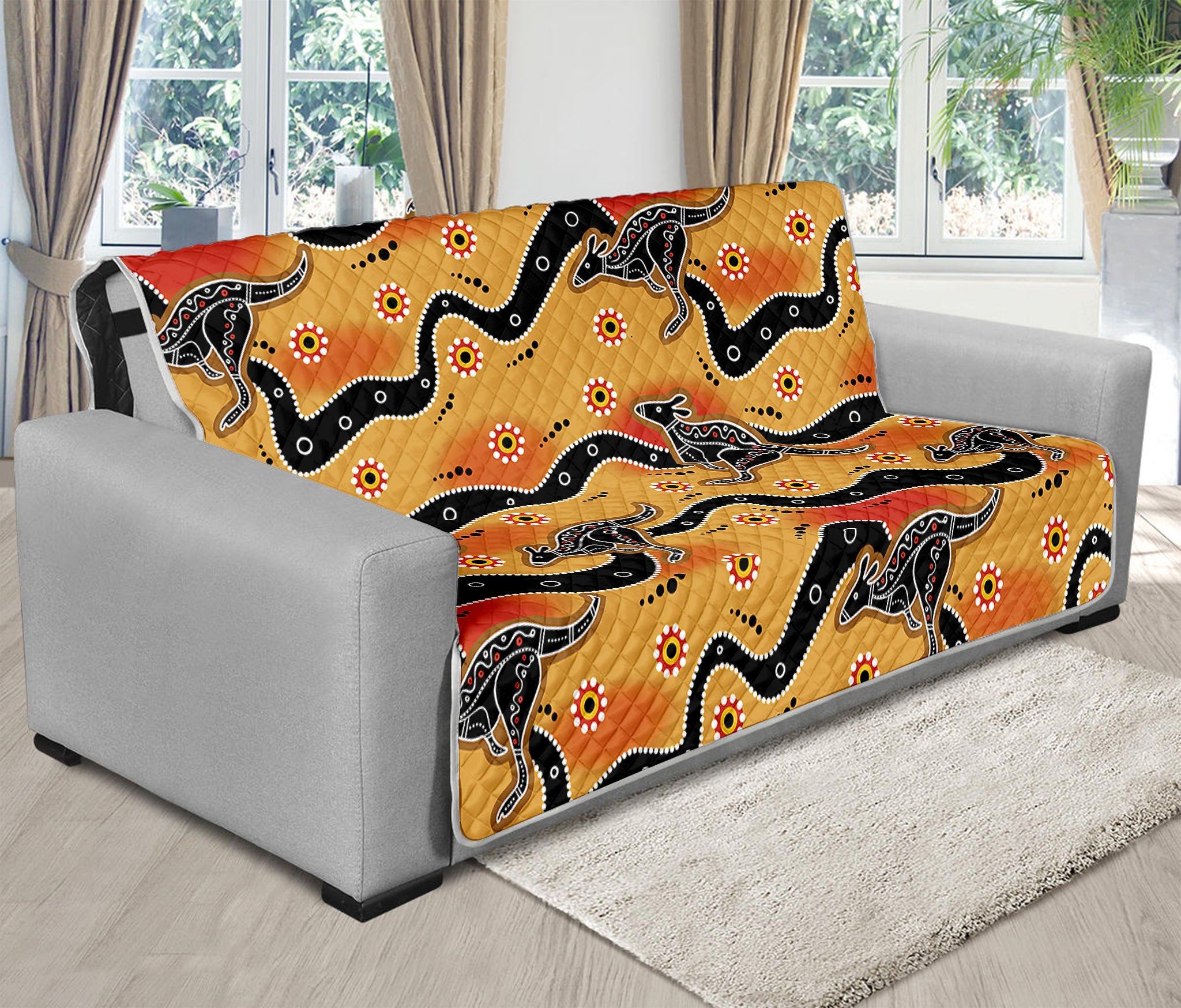 Aboriginal Kangaroo Pattern Print Futon Protector